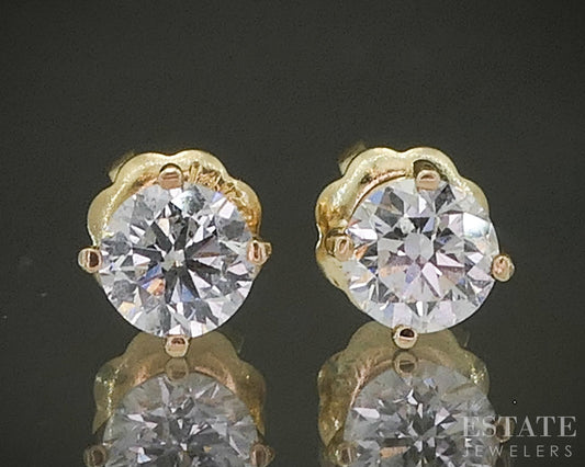 14k Yellow Gold Round Natural .36ctw Diamond Screw Back Earrings p28650