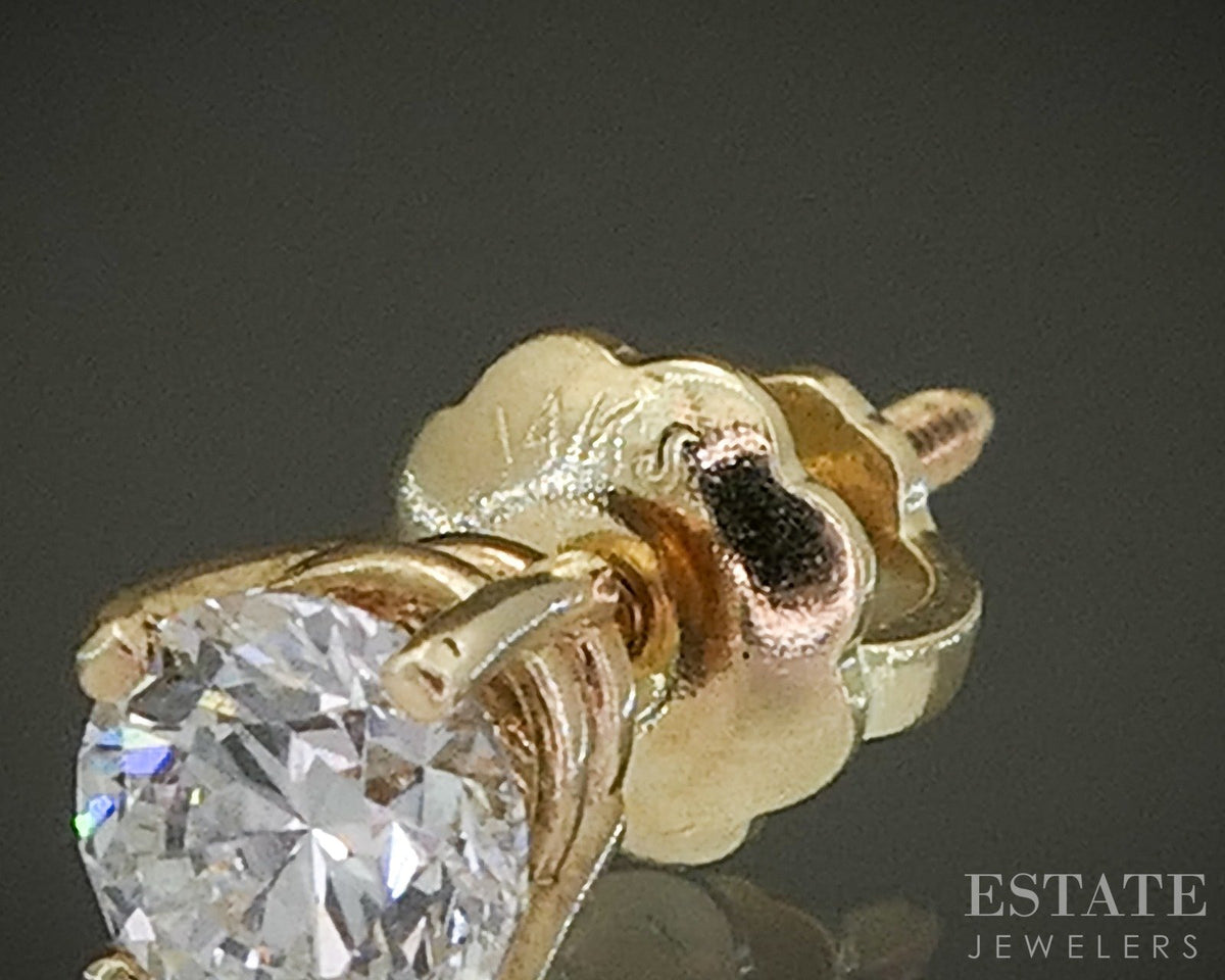 14k Yellow Gold Round Natural .36ctw Diamond Screw Back Earrings p28650