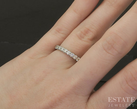 14k White Gold Round Natural .36ctw Diamond Ladies Wedding Band 2.4g p28775
