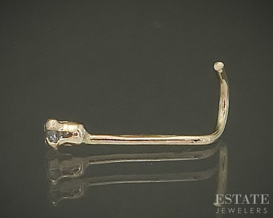 10k Yellow Gold Round Natural .01ct Diamond Nose Ring Stud p29746
