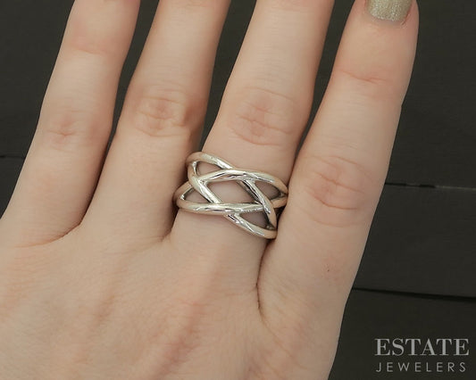 Sterling Silver Tiffany & Co. Celtic Knot Ladies Band Ring 8.5g p29089