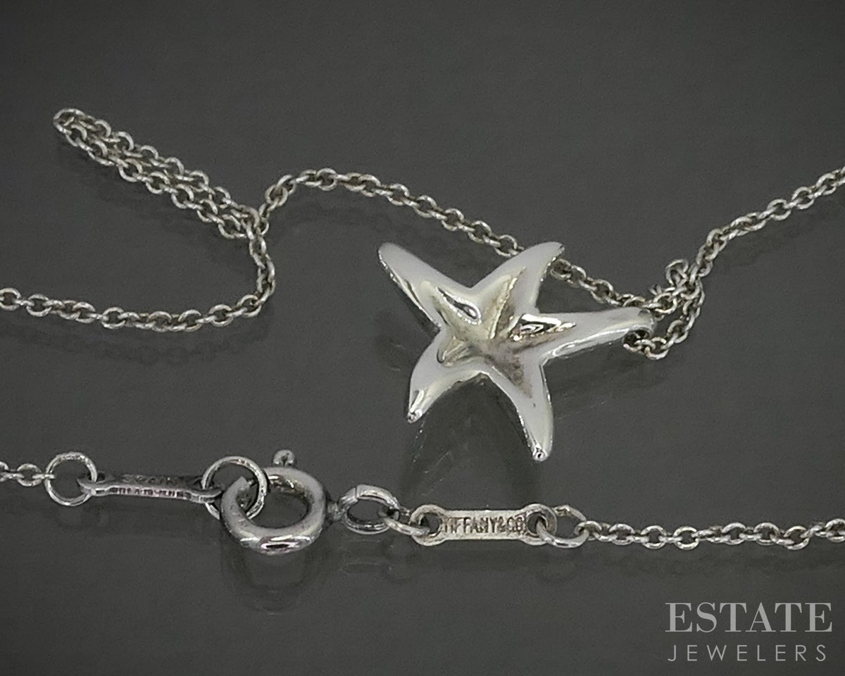 Sterling Silver Tiffany & Co. Elsa Peretti Starfish Necklace 3.4g 16"L p29090