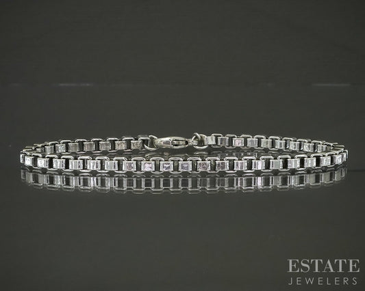 Sterling Tiffany & Co. Venetian Box Chain Link Ladies Bracelet 16g 7.5"L p29108