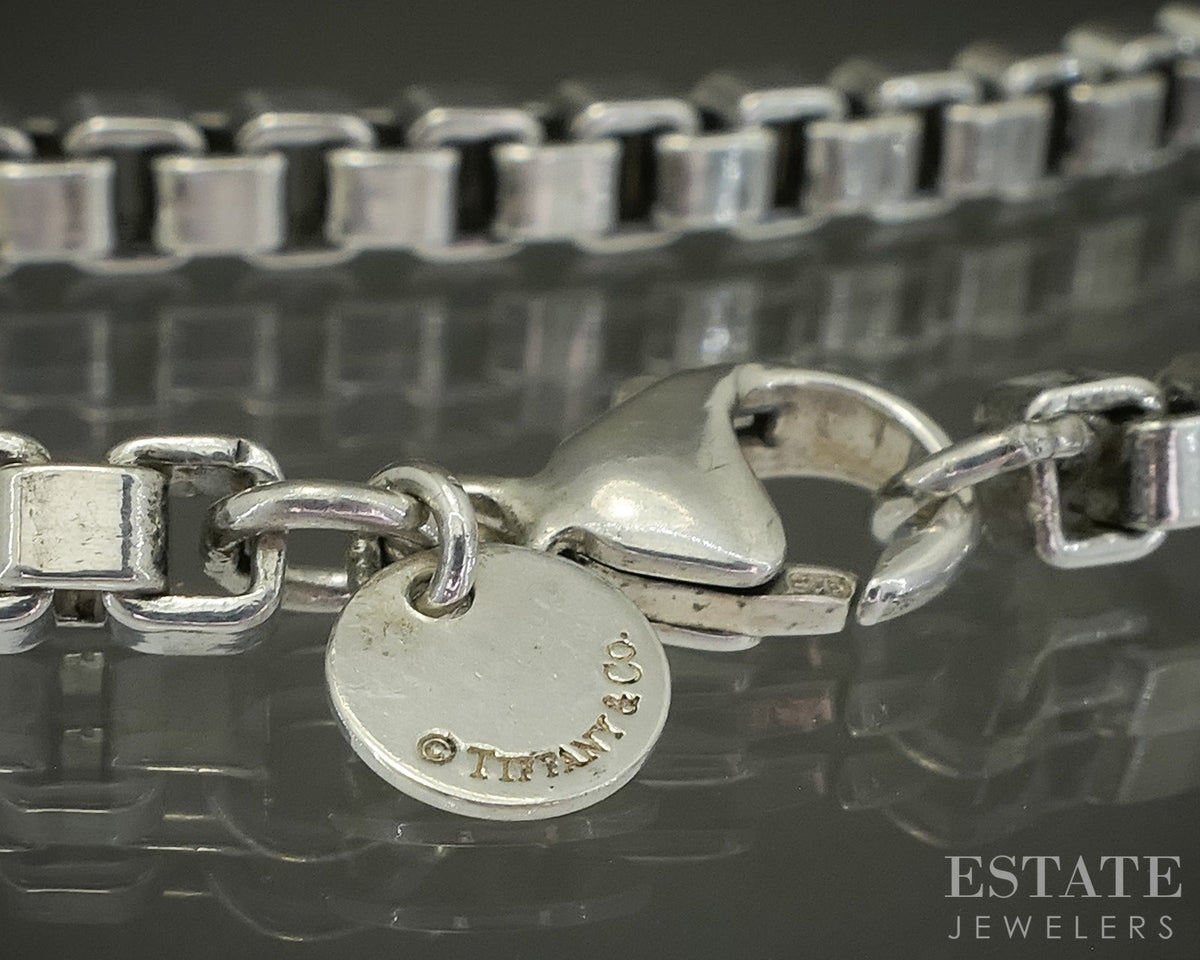 Sterling Tiffany & Co. Venetian Box Chain Link Ladies Bracelet 16g 7.5"L p29108