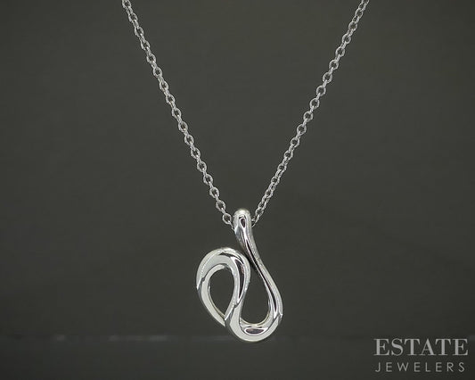 Sterling Silver Tiffany & Co. Elsa Peretti Open Wave Necklace 2.8g 16"L p29106