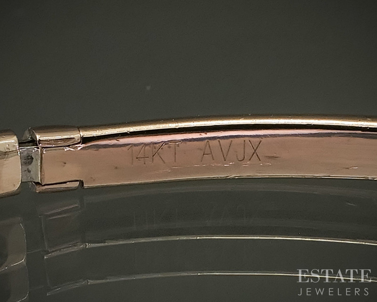 14k Rose Gold Round Natural .78ctw Diamond Hinged Bangle Bracelet 8.2g p27561