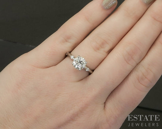 14k White Gold GIA Round Natural 1.39ct Diamond Engagement Ring 3.0g p31130