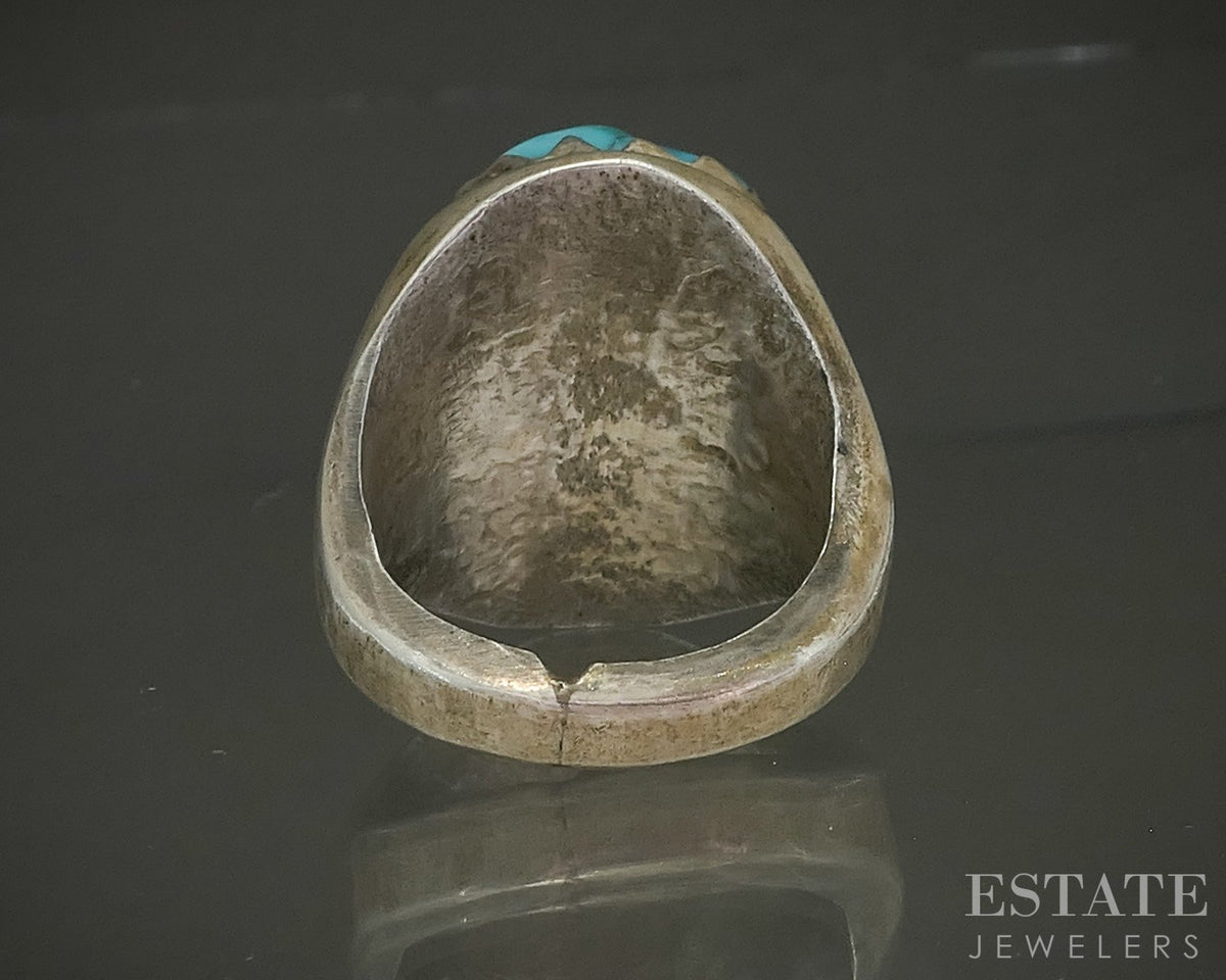 Vintage Sterling Natural Turquoise Navajo Mens Ring 31.5g p25322