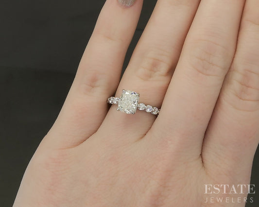 14k White Gold GIA Cushion Natural 1.60ct Diamond Engagement Ring 3.0g p29934