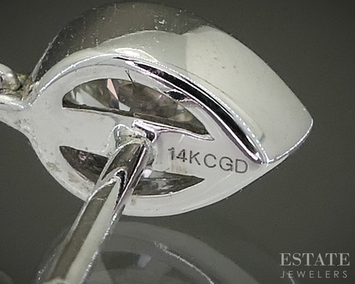 14k White Gold Lab Created 3.88ctw Diamond Double Hole Earrings 10.4g i16837