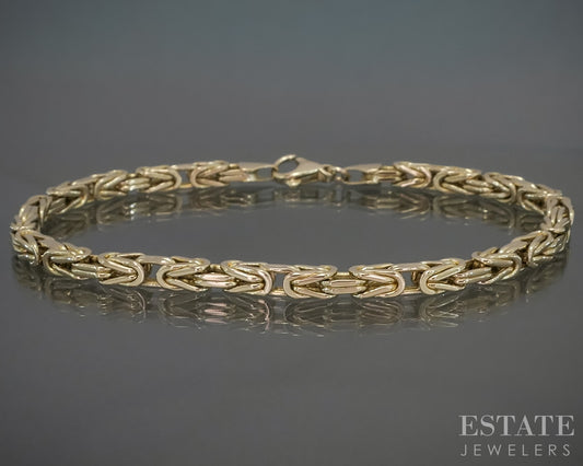 14k Yellow Gold 3.8mm Byzantine Chain Link Bracelet 21.7g 8.75"L p30707