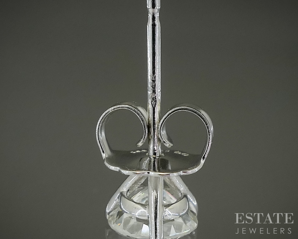 14k White Gold Round Natural .82ctw Diamond Martini Stud Earrings p31074