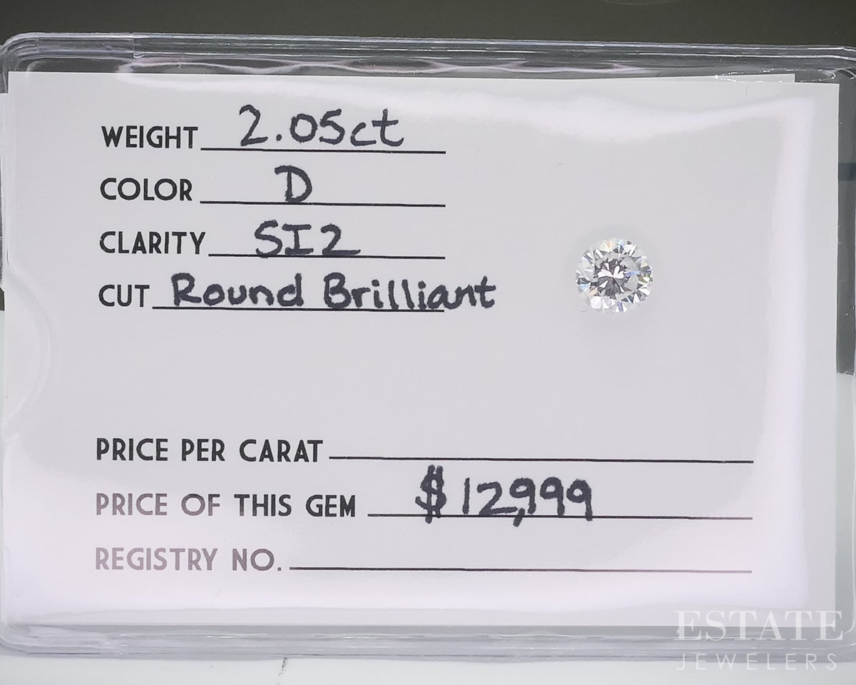 Loose 2.05ct Round Cut GIA Certified Natural Diamond SI2/D p31492