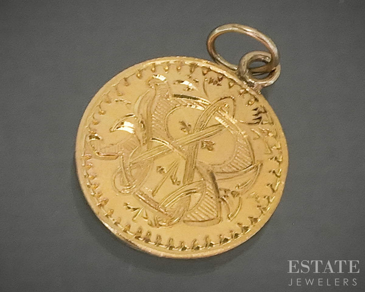 22k Yellow Gold Indian Princess Head $1 Gold Coin Pendant Love Token 1.5g p31482