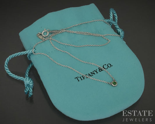 Sterling Tiffany & Co. Elsa Peretti Tsavorite Garnet Necklace 16"L p30855