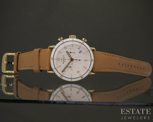 Shinola Canfield Sport Chronograph White Ceramic 40mm Stainless Watch p30848
