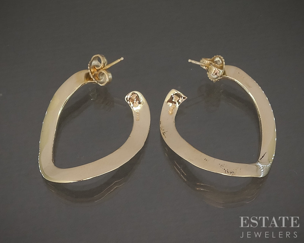 14k Yellow Gold Smooth Front Facing Wavy Hoop Ladies Earrings 6.1g p30418