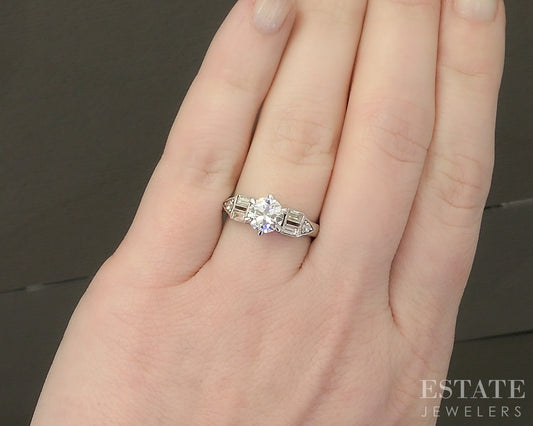 14k White Gold Transitional Natural .97ct Diamond Engagement Ring 3.8g p30496