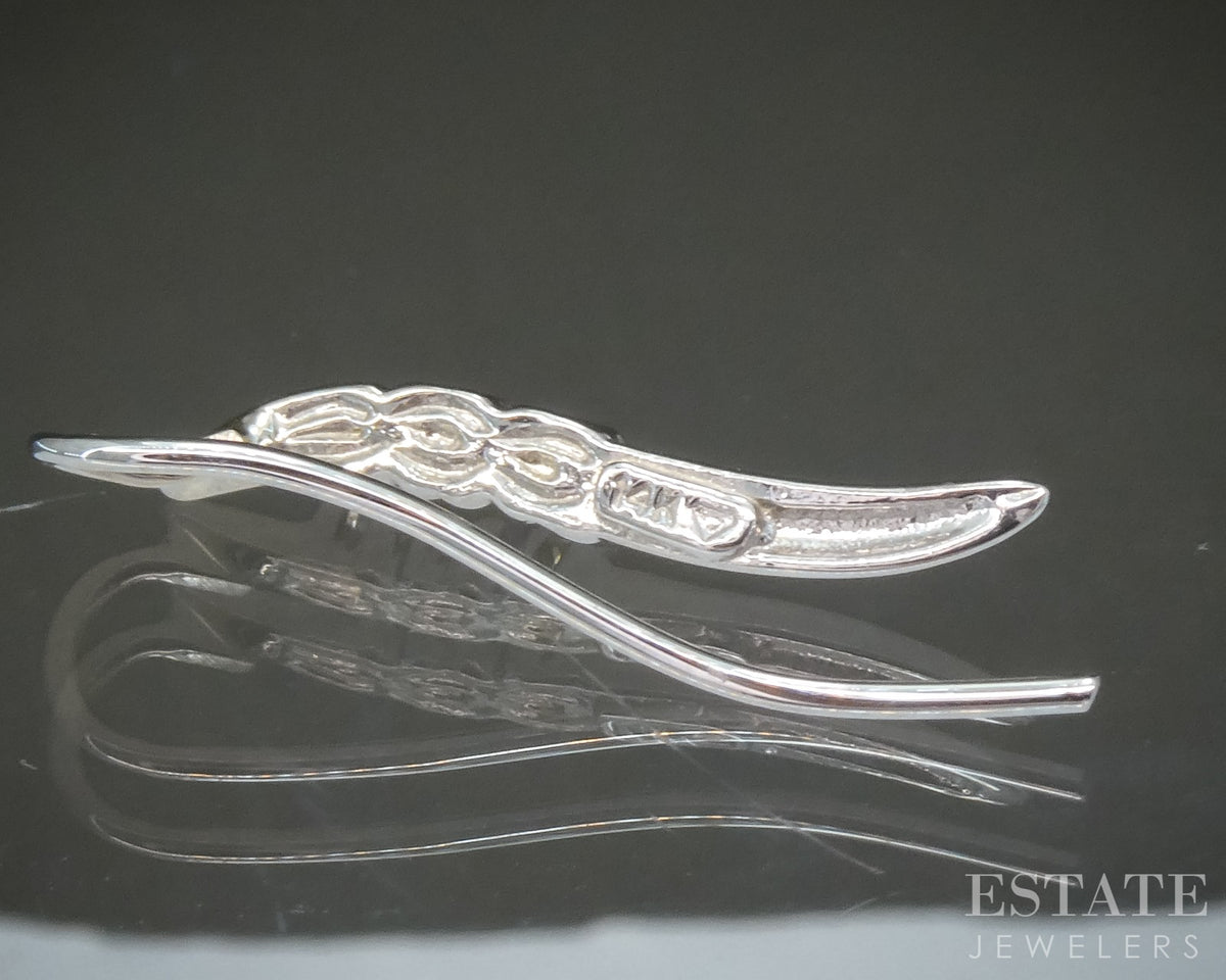 14k White Gold Natural .12ctw Diamond Freeform Earrings 1.2g p29527b
