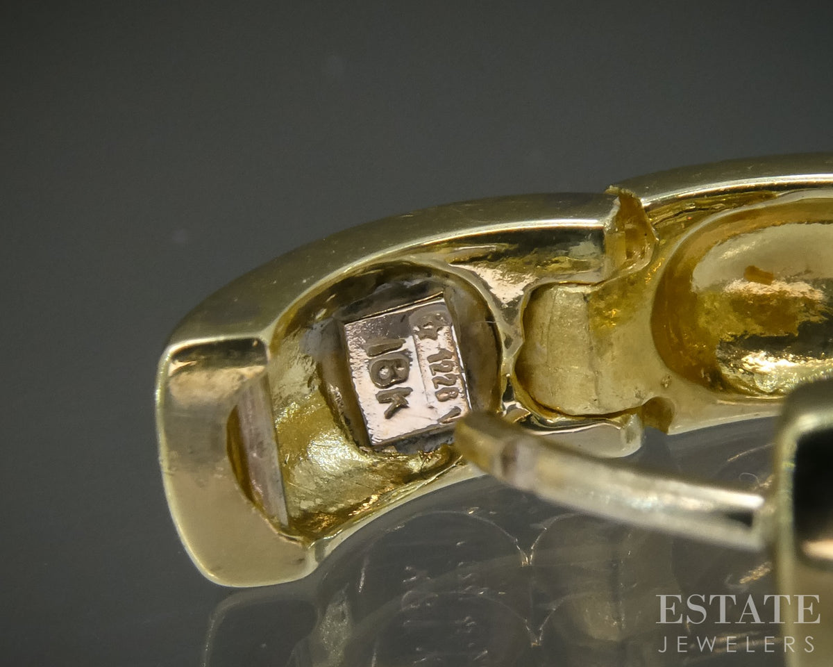 18k Yellow Gold Roberto Coin Natural Diamond Huggie Hoop Earrings 5.8g p30498