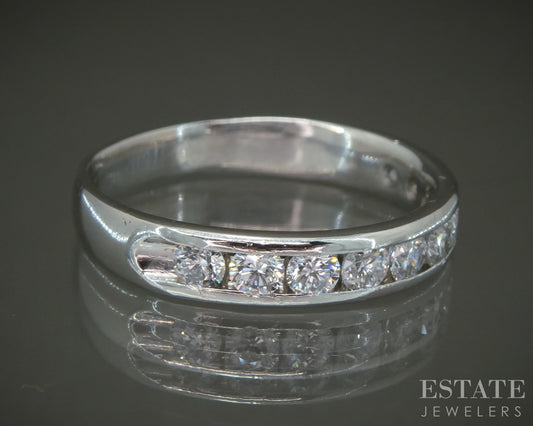Platinum Round Natural 1.00ctw Diamond Ladies Wedding Band 6.5g p27378