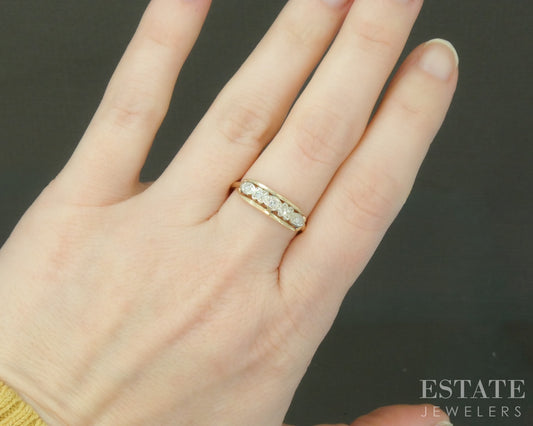 Vintage 14k Yellow & White Gold Natural Diamond Ladies Wedding Band 2.4g p28954