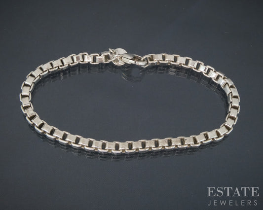 Sterling Tiffany & Co. Venetian Box Chain Link Ladies Bracelet 16g 7"L p30781