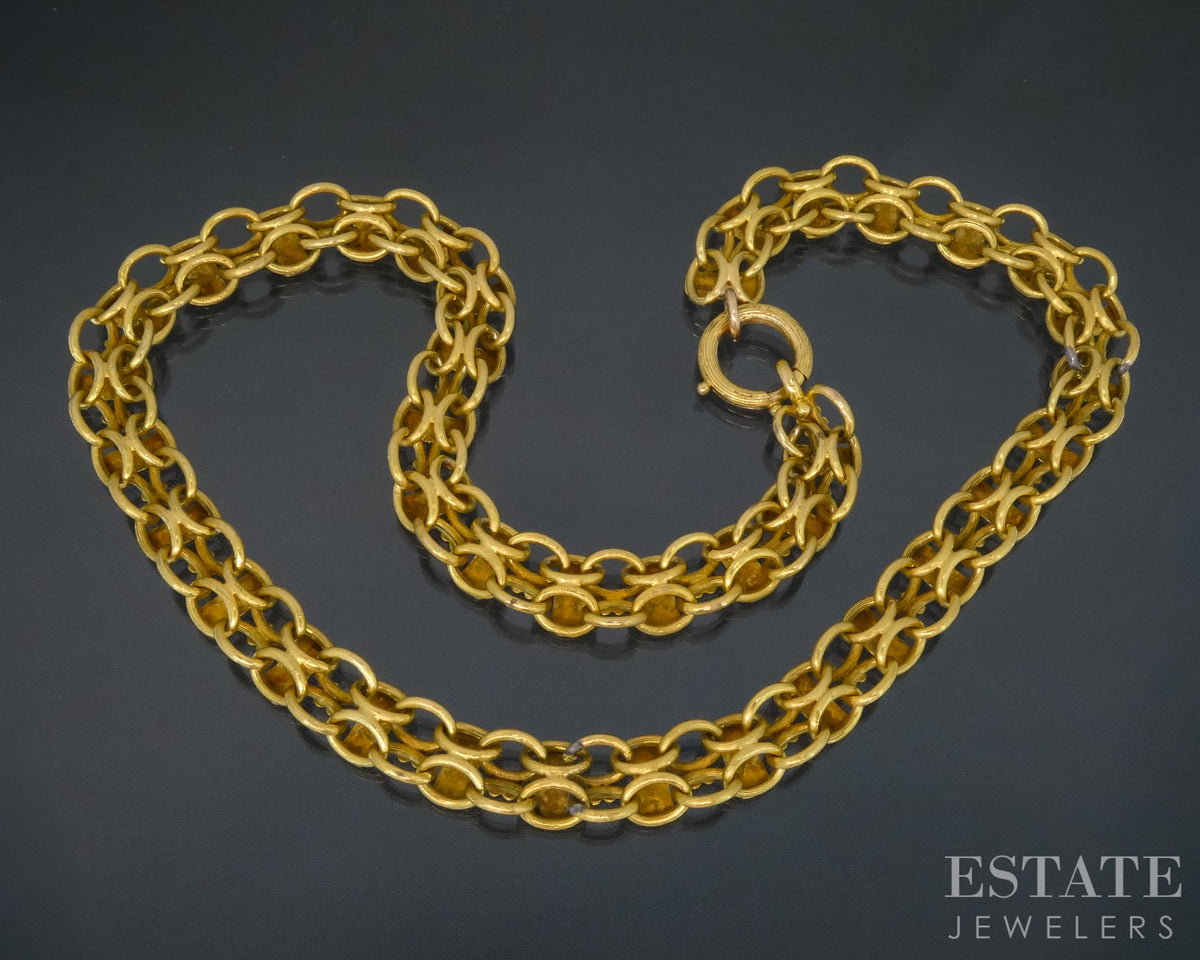 Antique Victorian 14k Yellow Gold Book Chain Ladies Necklace 27.5g 17.5"L p27324
