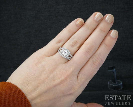 14k White Gold Round Natural 2.53ctw Diamond Gabriel & Co Wedding Set 6g p27703
