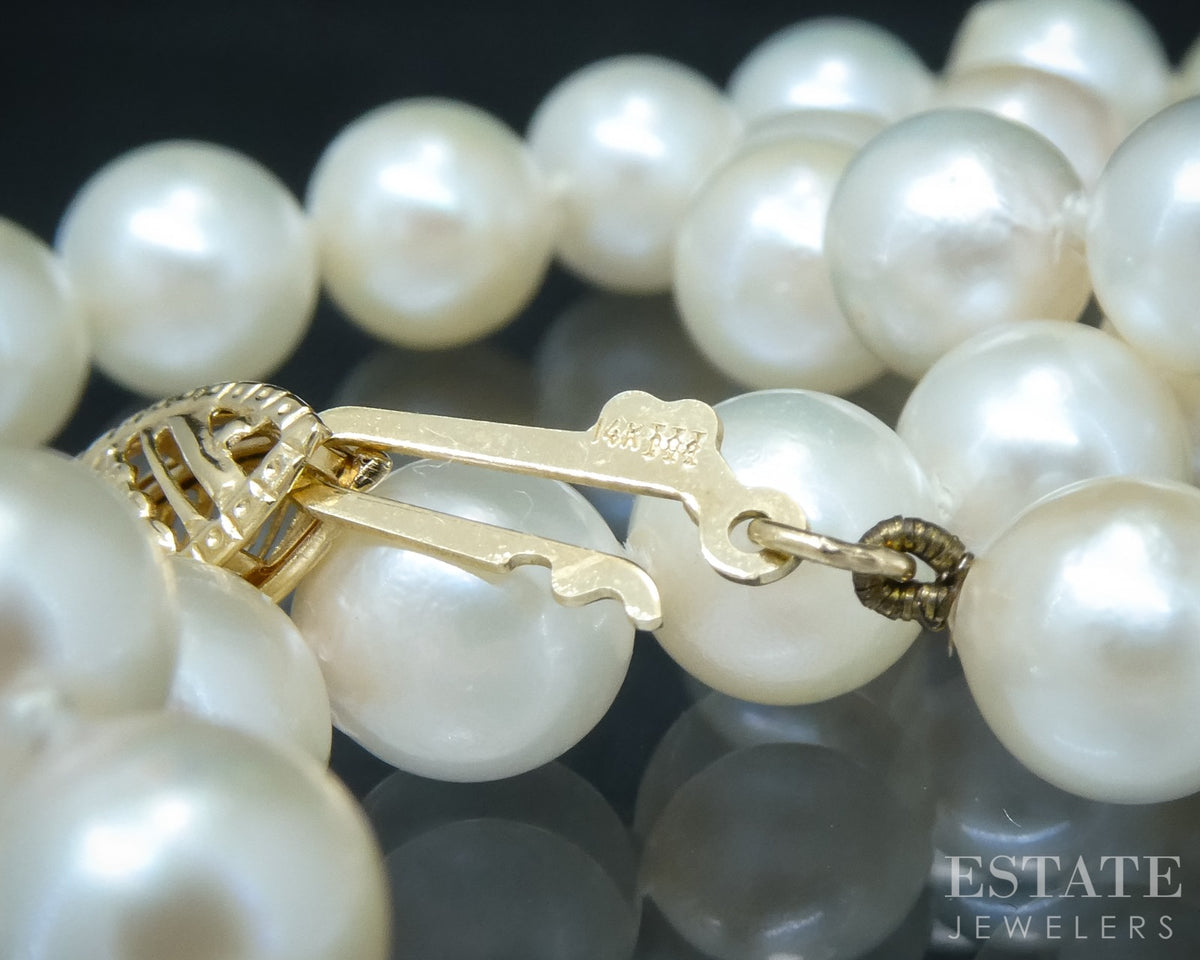 14k Yellow Gold 5.8-6.4mm Cultured Akoya Pearl Ladies Necklace 24"L p30210b