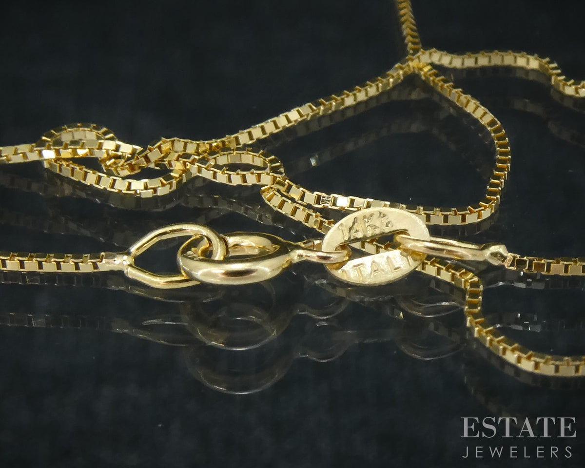14k Yellow Gold 0.5mm Box Chain Link Ladies Necklace 1.2g 18"L p30705b