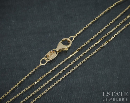 14k Yellow Gold 0.7mm Box Chain Link Ladies Necklace 2.8g 20"L p30706b
