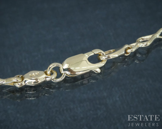 14k Yellow Gold Charm Chain Fancy Link Ladies Bracelet 5g 7"L p30999