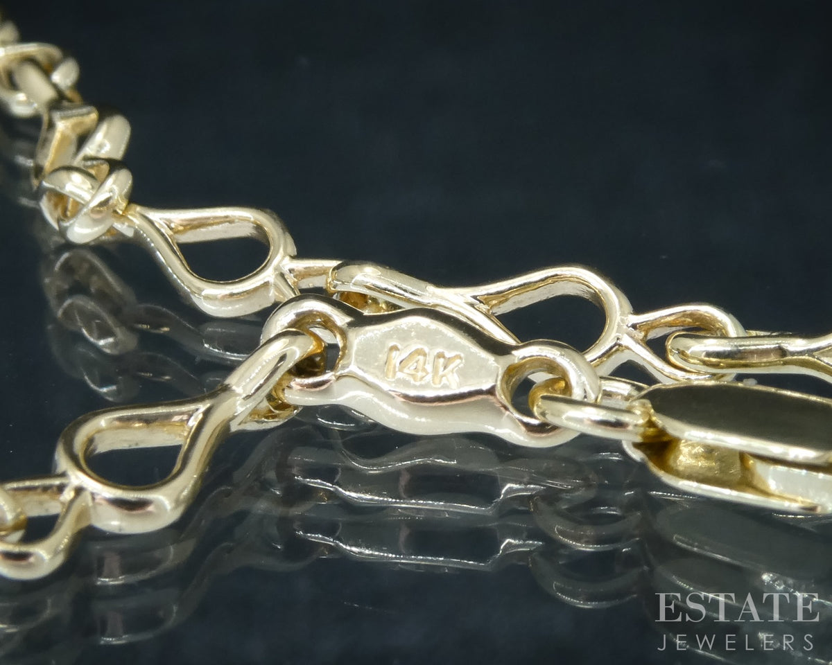 14k Yellow Gold Charm Chain Fancy Link Ladies Bracelet 5g 7"L p30999