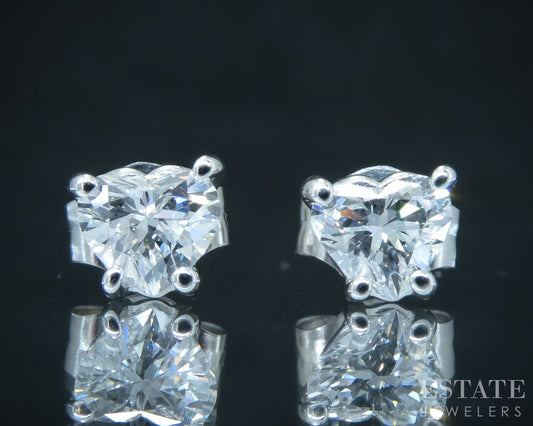 10k White Gold Heart Cut Lab Created .32ctw Diamond Stud Earrings p30773