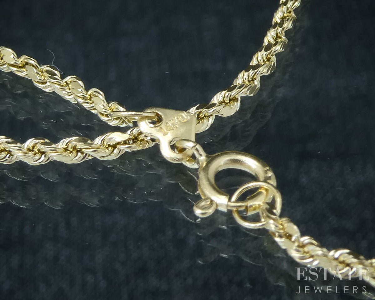 14k Yellow Gold 1.5mm Rope Chain Link Ladies Necklace 1.7g 18"L p30742
