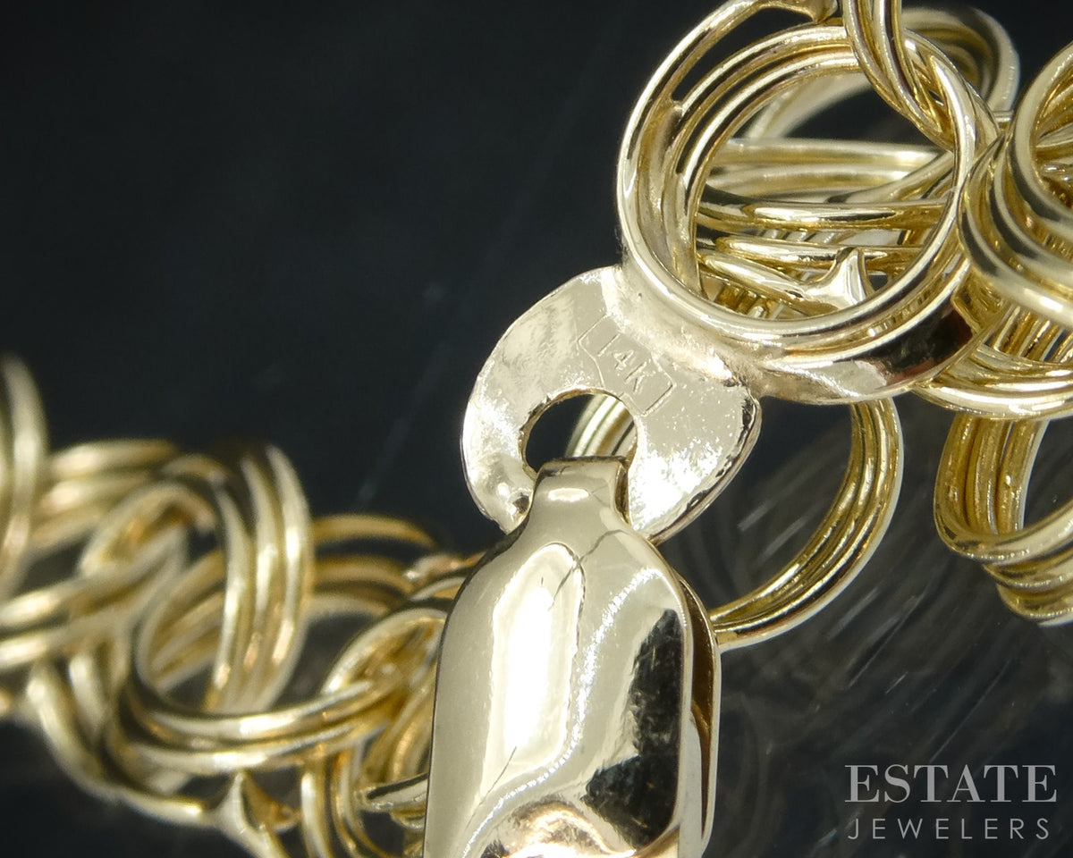 14k Yellow Gold Double Charm Chain Link Bracelet 4.0g 7"L p30587