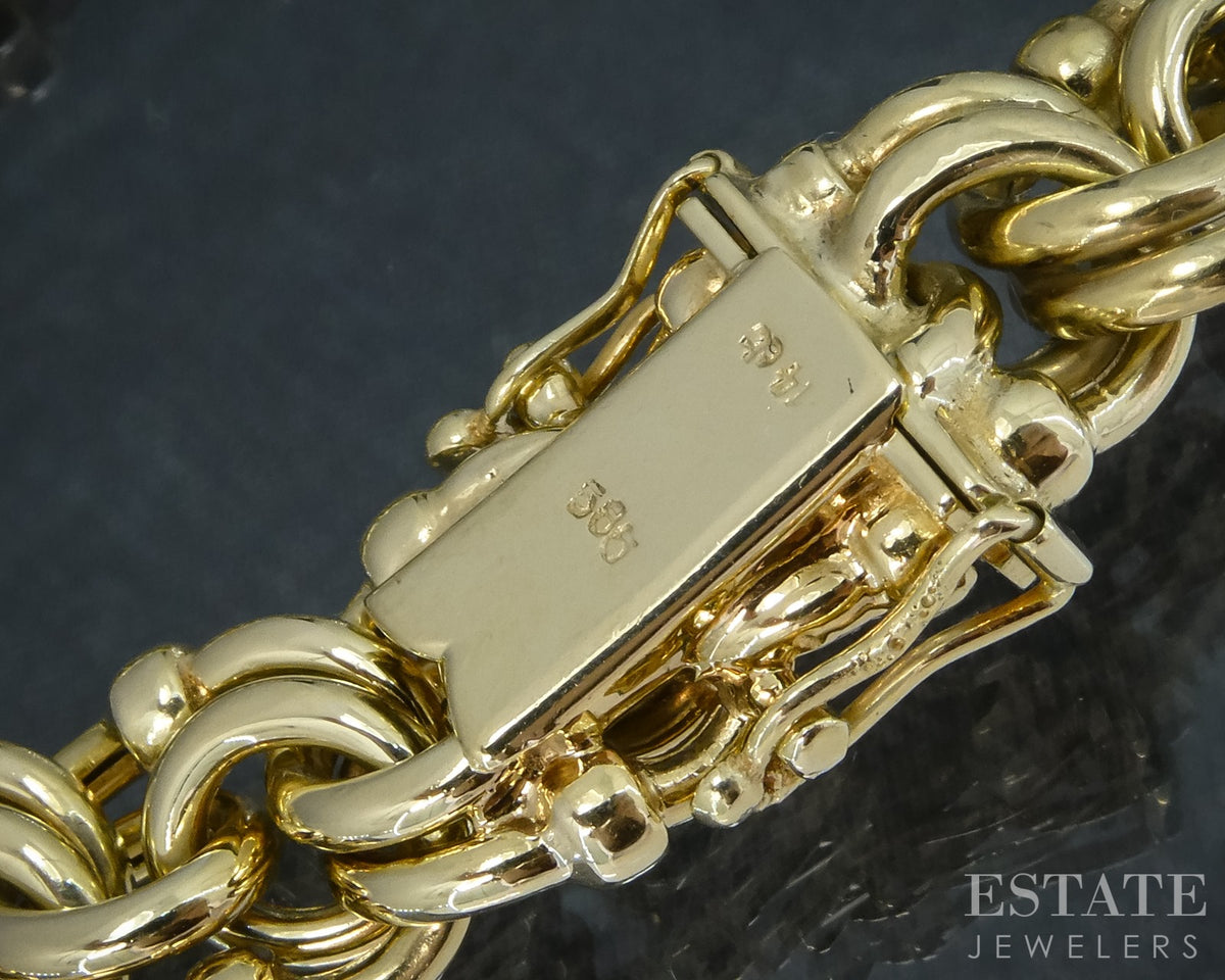 14k Yellow Gold Double Loop Charm Chain Link Bracelet 25.6g 7.5"L p30831