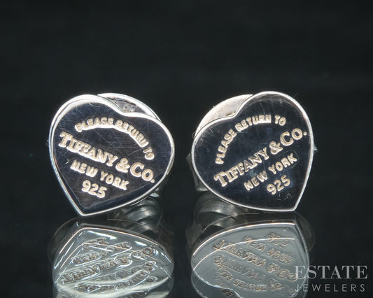 Sterling Silver Tiffany & Co. Return To Tiffany Heart Stud Earrings 2.6g p30857