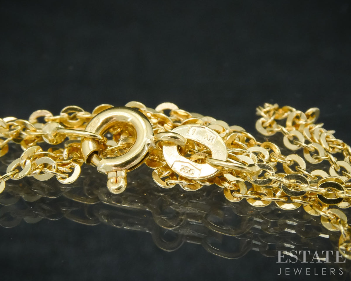 18k Yellow Gold 1.6mm Flat Cable Chain Solid Link Necklace 3.6g 24"L p31535