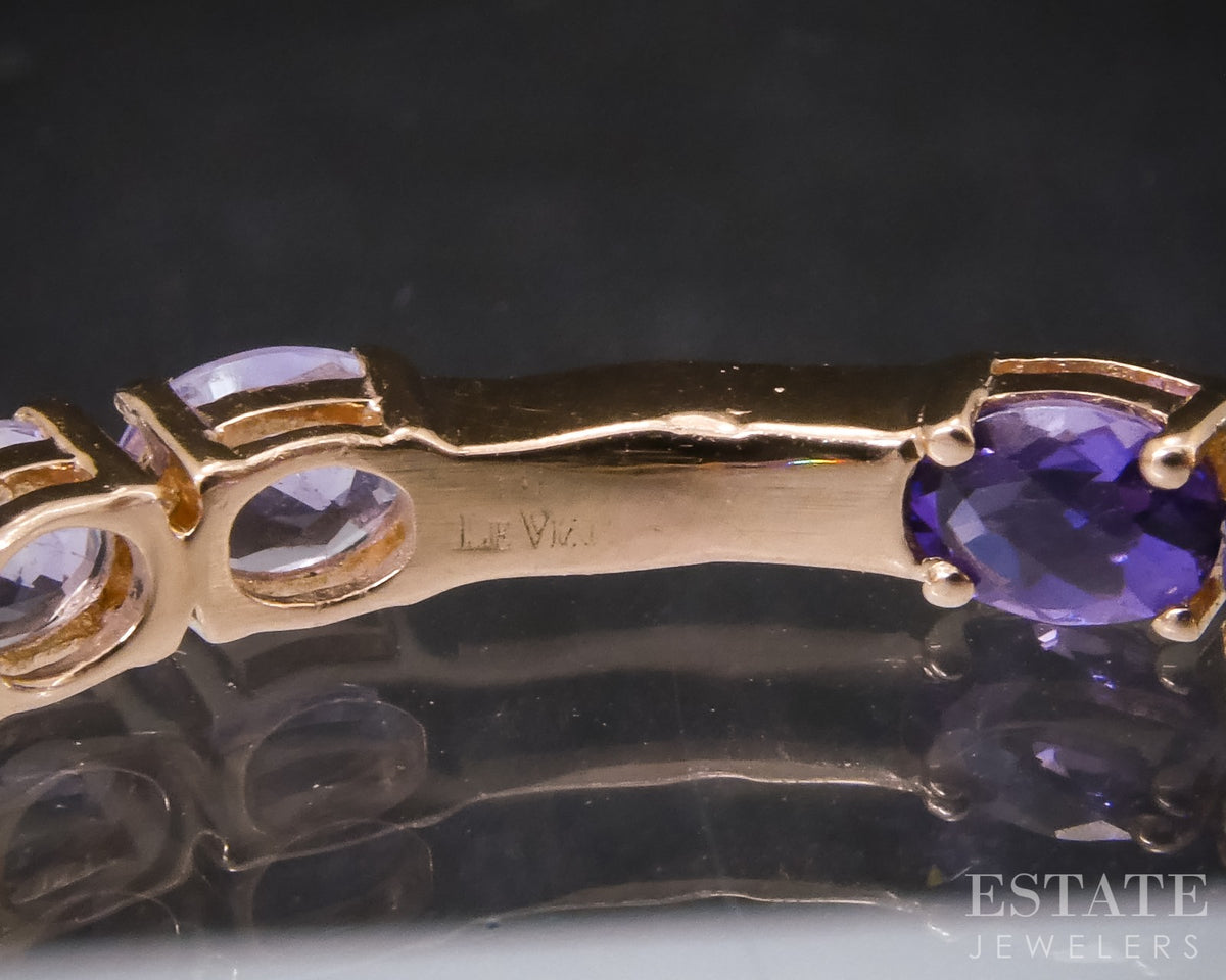 14k Strawberry Gold LeVian Natural Amethyst Inside Out Hoop Earrings 5.7g p28313