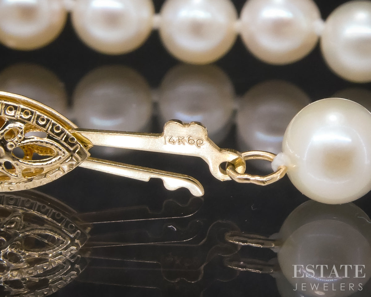 14k Yellow Gold 5.8mm Akoya Pearl Ladies Bracelet 7"L p31835