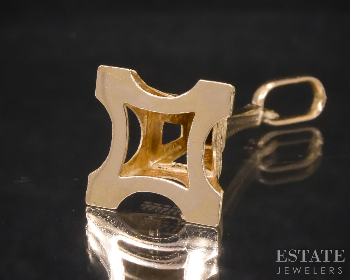 18k Yellow Gold Dimensional Eiffel Tower Monument Charm 1.2g p31874