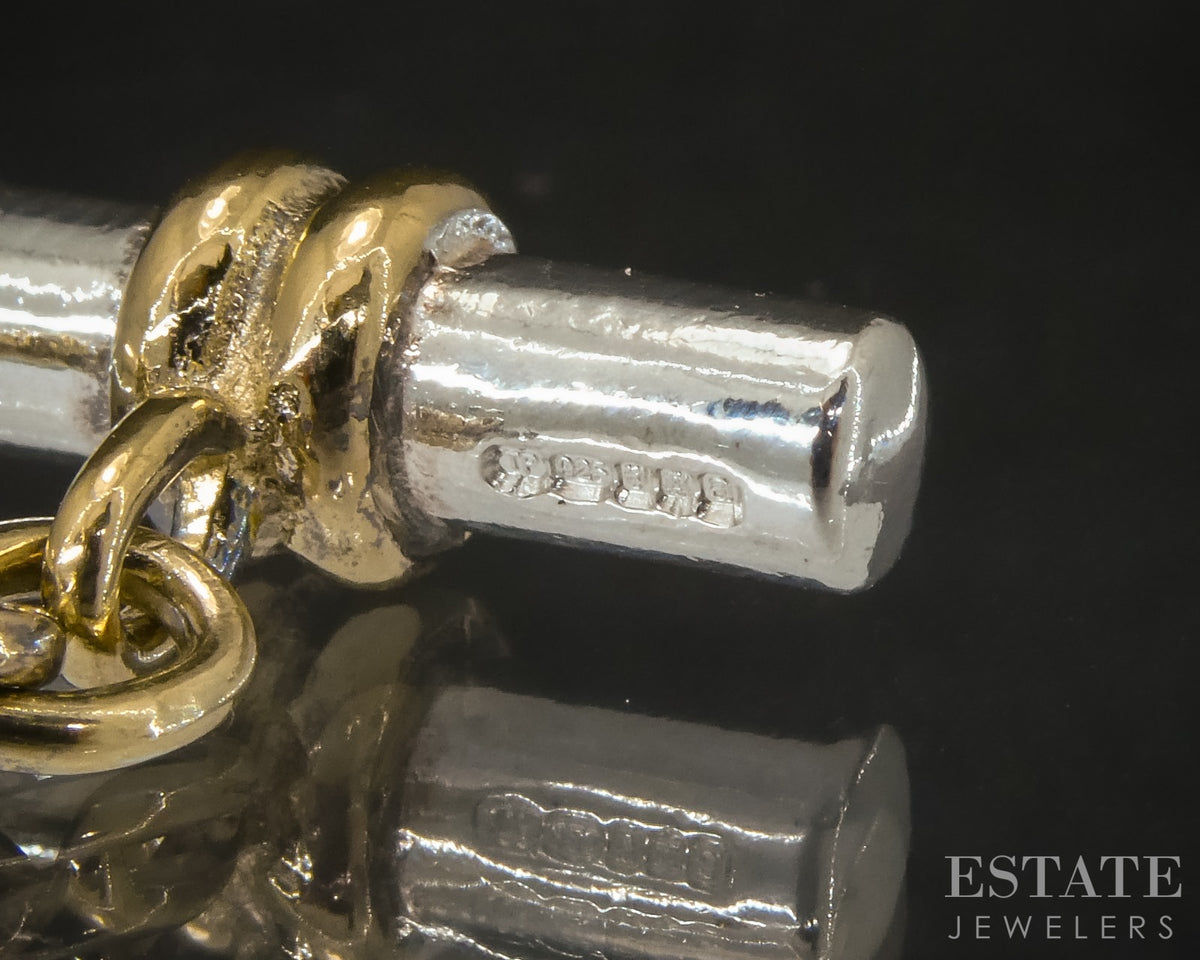 Sterling Silver Thomas Pink Jermyn Street Bar Cufflinks 15.5g p31859