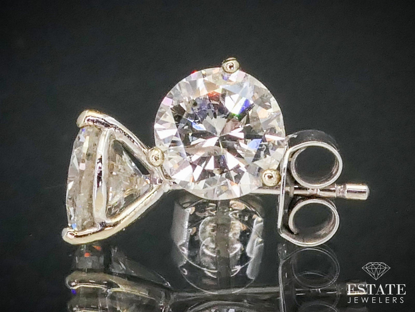 NEW 14k White Gold Round Cut Natural 2.12ctw Diamond Stud Earrings i3626