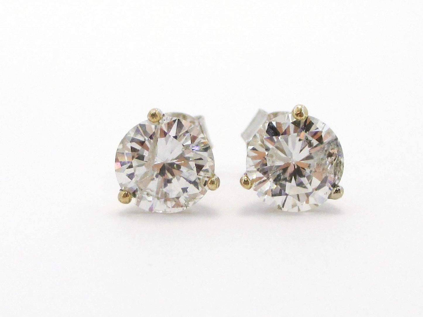 NEW 14k White Gold Round Cut Natural 2.12ctw Diamond Stud Earrings i3626