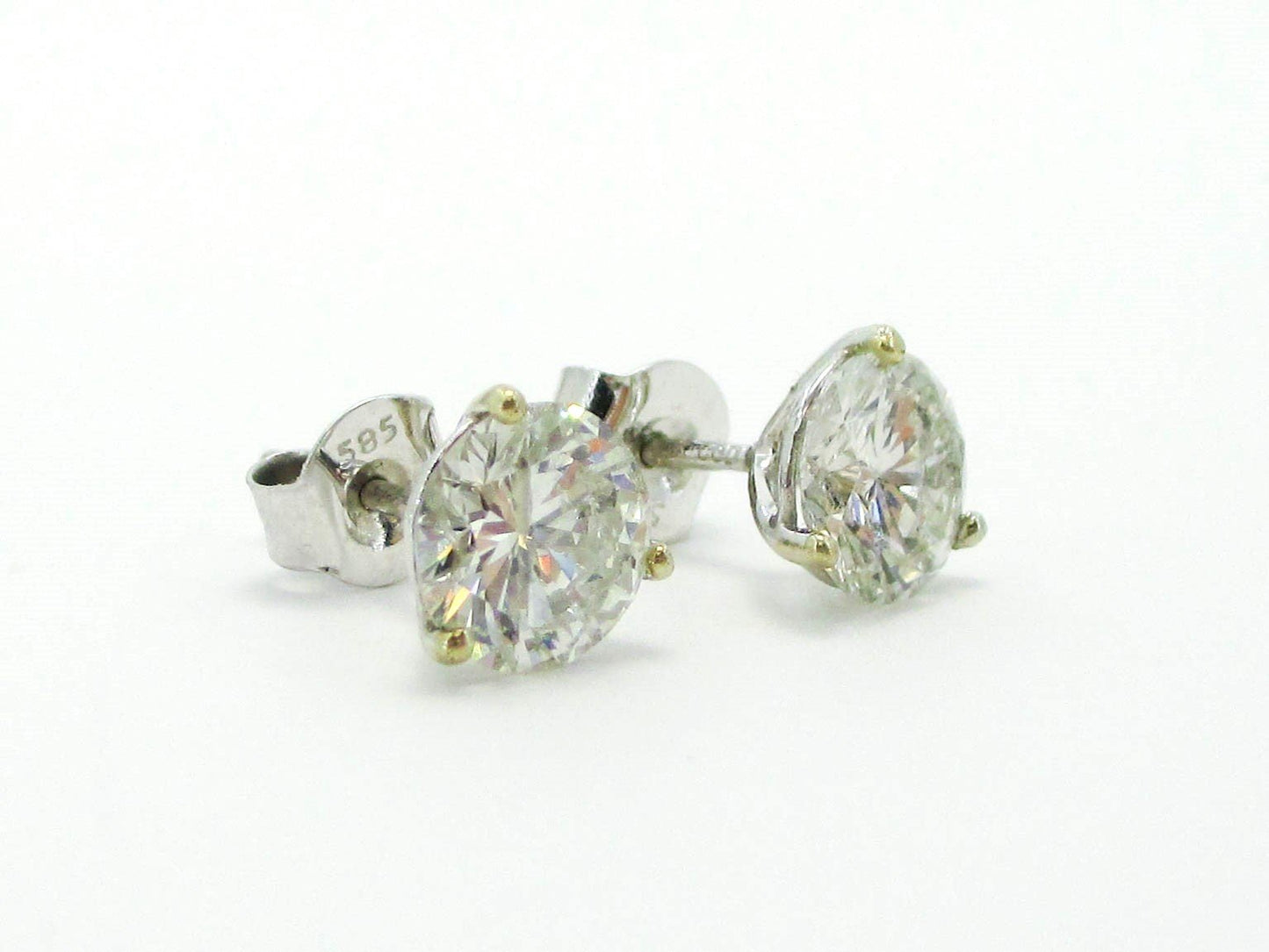 NEW 14k White Gold Round Cut Natural 2.12ctw Diamond Stud Earrings i3626