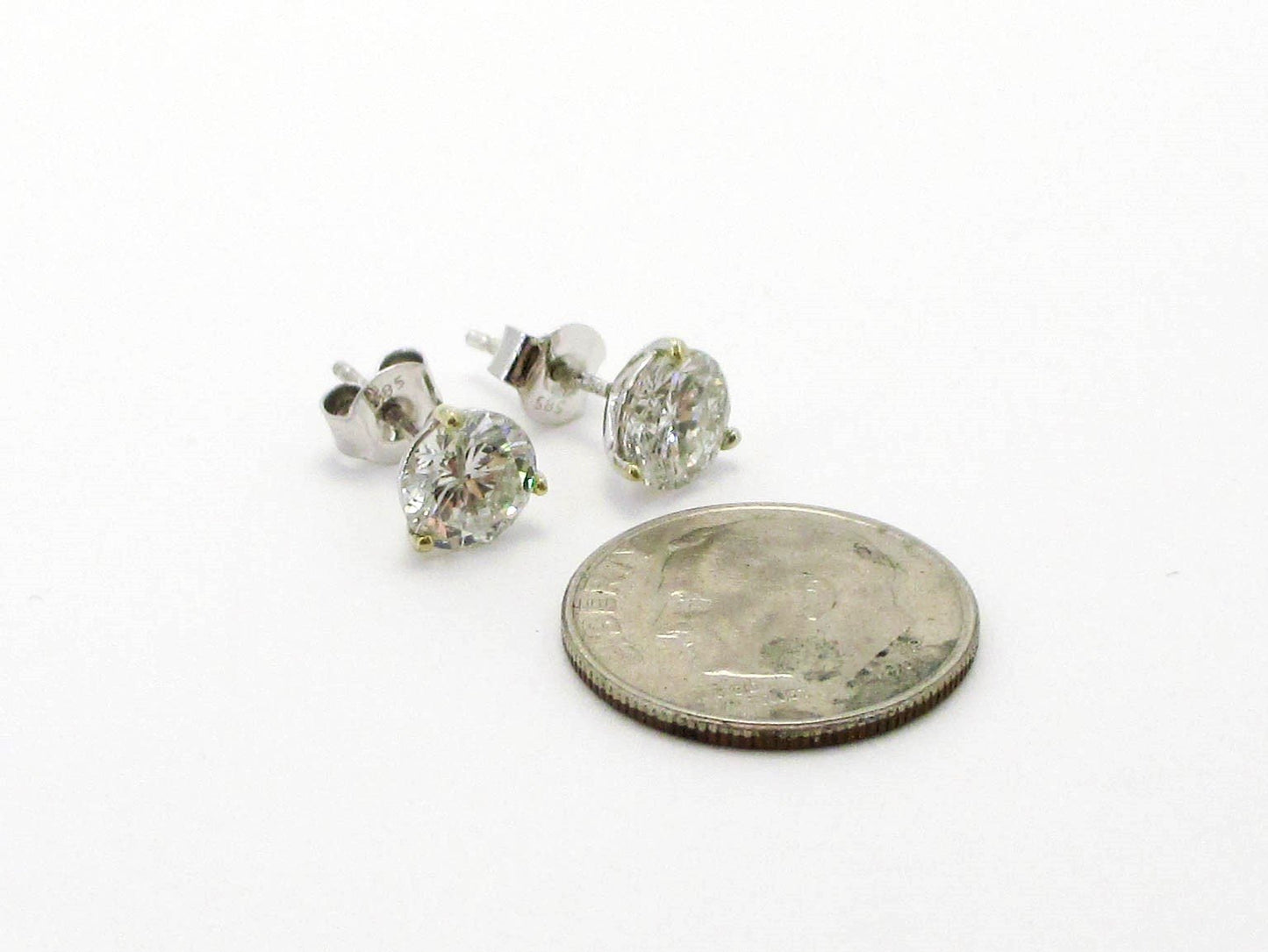 NEW 14k White Gold Round Cut Natural 2.12ctw Diamond Stud Earrings i3626
