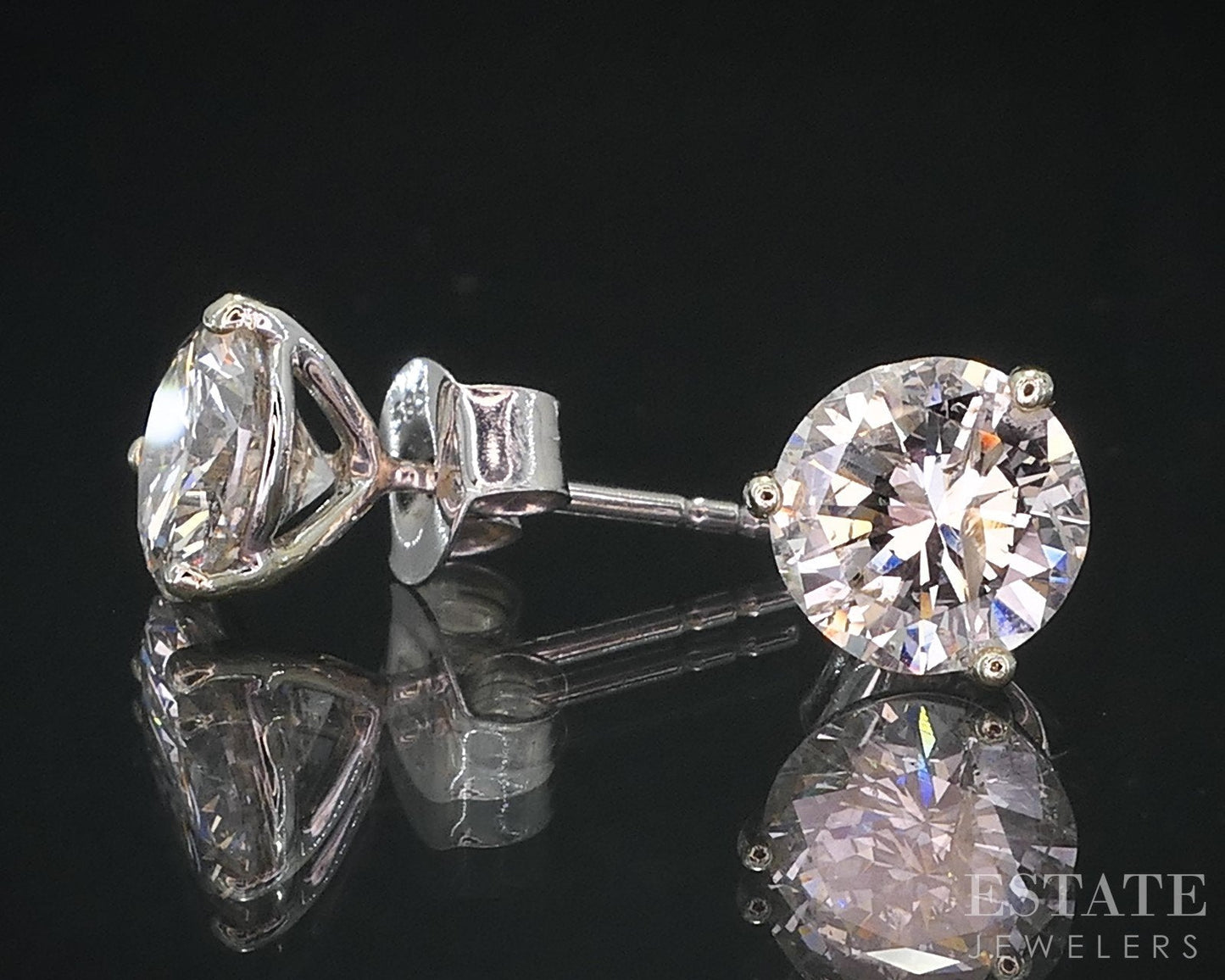 NEW 14k White Gold Round Cut Natural 2.12ctw Diamond Stud Earrings i3626