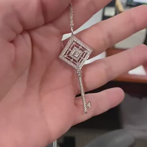 Platinum Tiffany & Co. Natural .59ctw Diamond Grace Key Pendant Necklace i15018